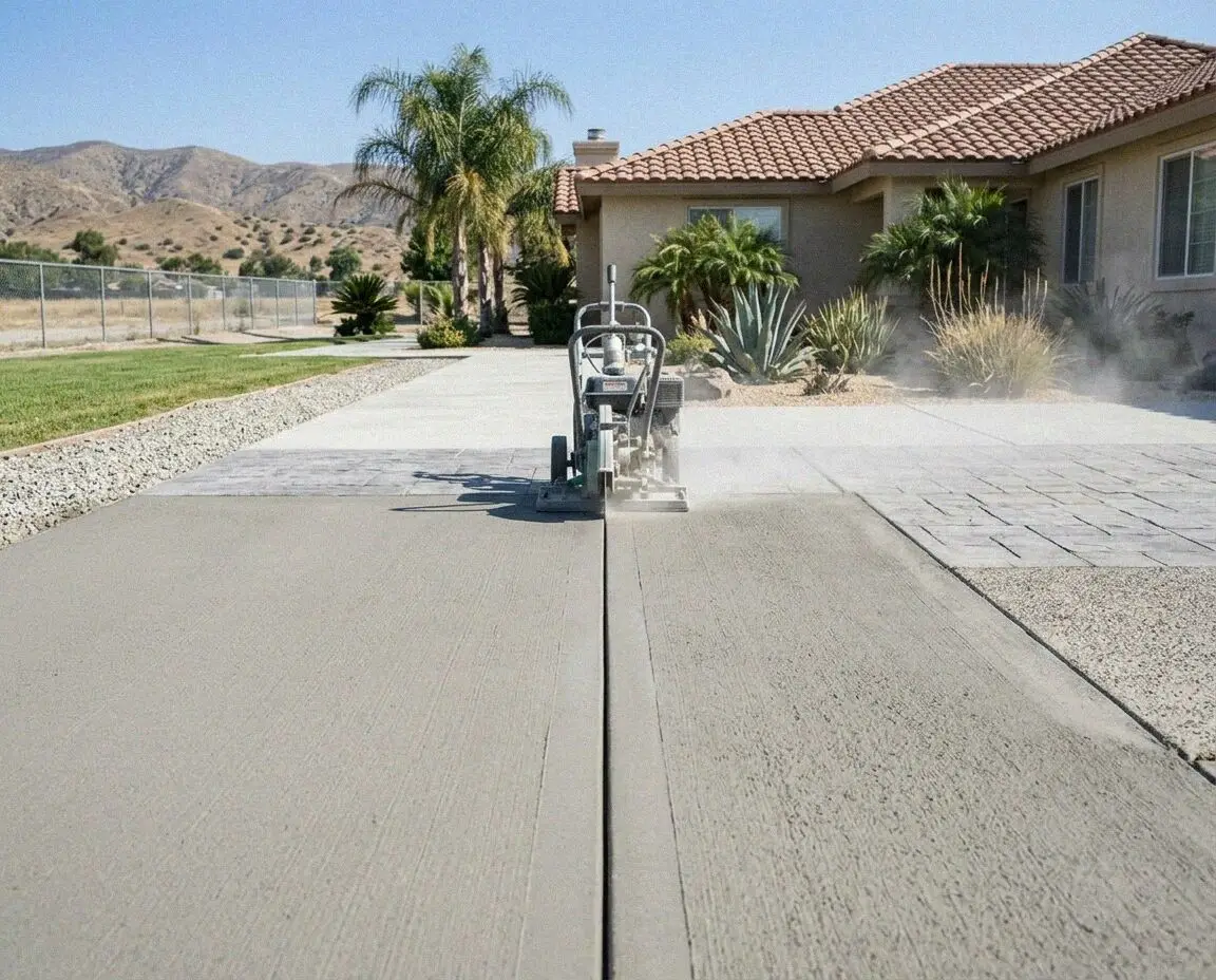 A sawn strip lifted out of a concrete floor in a Fontana unit